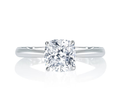 Four Prong Round Center Diamond Engagement Ring with Single Prong Diamond Band MES760Q/156