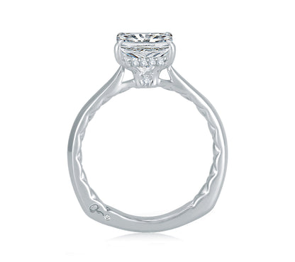 Four Prong Round Center Diamond Engagement Ring with Single Prong Diamond Band MES760Q/79