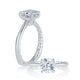 Four Prong Round Center Diamond Engagement Ring with Single Prong Diamond Band MES760Q/106