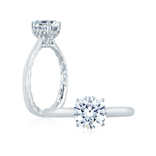 Cushion Shaped Diamond Halo Round Center Stone Diamond Engagement Ring MES837Q/81
