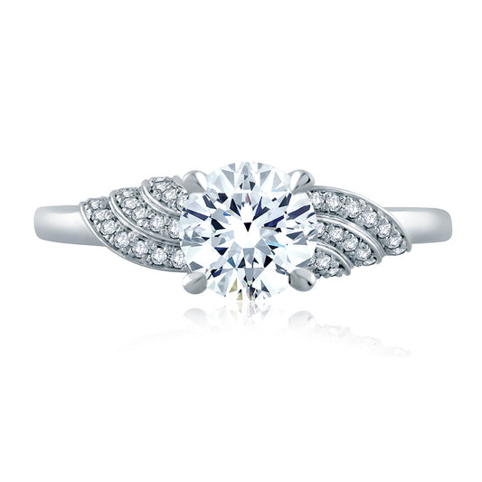 A.Jaffe Diamond Asymmetrical Wave Solitaire Engagement Ring MES856/112