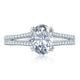 A.Jaffe Split Shank French Pavé Double Prong Oval Center Diamond Engagement Ring MES862/181