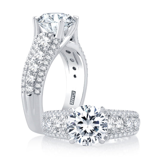 Modern Three Row Diamond PavÃ© Engagement Ring MES898/300