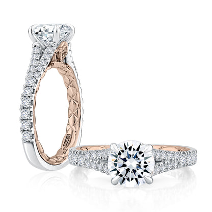 A.Jaffe Modern Royals Regal Split Shank Round Diamond Quilted Engagement Ring MESRD2506Q/205