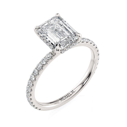 Michael M Hidden Halo Emerald Engagement Ring