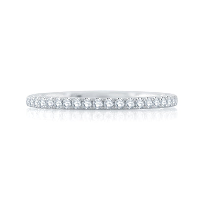 Classic Half Diamond Pave Wedding Band with Quilted Interior MR2029Q/18
