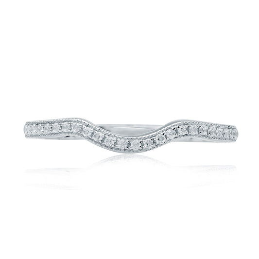 A.Jaffe Contoured Milgrain Diamond Quilted Wedding Band MR2052Q/13