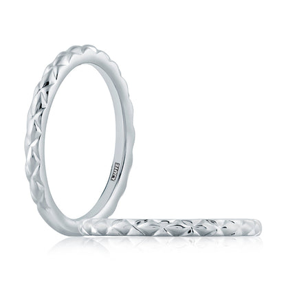 A.Jaffe Quilted Pattern Solitaire Wedding Band MR2192Q/PL