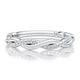 This wedding band features two alternating bands with hand set Pavé sparkling diamonds. Made for the modern bride who prefer the petite look and feel. MRCOV2544/11