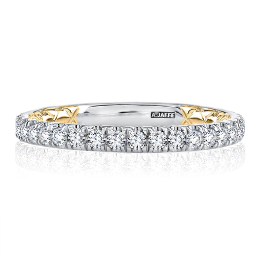 A.Jaffe Classic Two Tone Diamond Quilted Wedding Band MRCRD2345Q/57