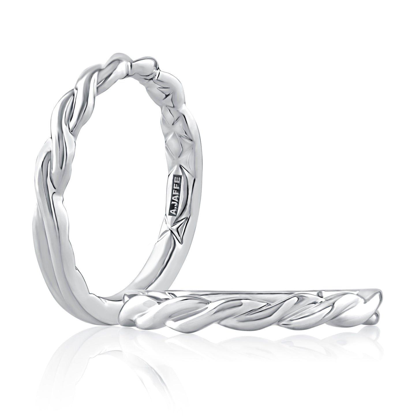 A.Jaffe Twisted Vine Solitaire Quilted Wedding Band MRCRD2398Q/PL