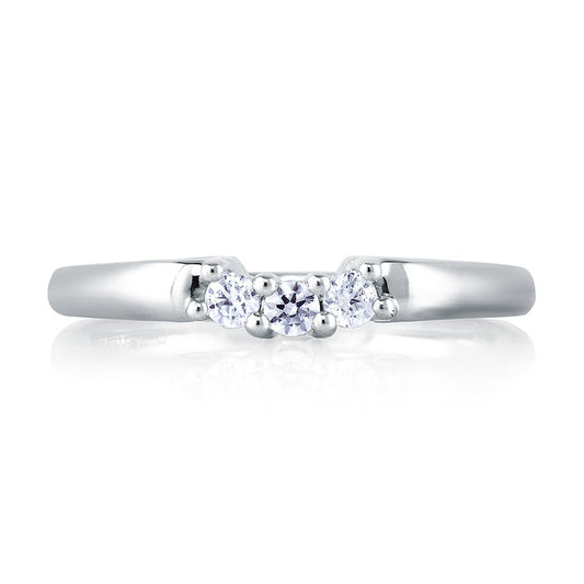 A.Jaffe Signature Three Stone with Scroll Motif Diamond Wedding Band MRS237/25