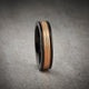 8MM Black Tungsten Carbide Ring - Center Milgrain 14K White Gold Insert with Round Edge