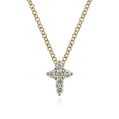 Gabriel & Co. NK1370Y45JJ 14K Yellow Gold Diamond Cross Pendant Necklace