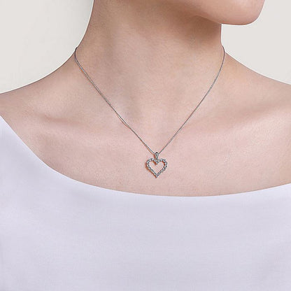 Gabriel & Co. NK1844W45JJ 14K White Gold Open Heart Diamond Pendant Necklace