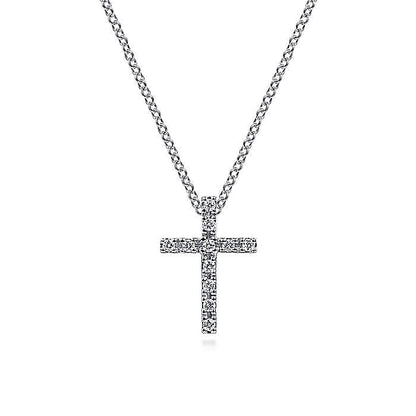 Gabriel & Co. NK2658W45JJ 18 inch 14K White Gold Diamond Cross Pendant Necklace
