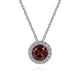 Gabriel & Co. NK2824W45GN 14K White Gold Garnet and Diamond Halo Pendant Necklace
