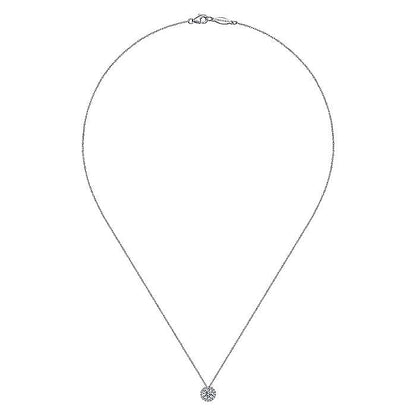 Gabriel & Co. NK2824W45JJ 14K White Gold Diamond Halo Pendant Necklace