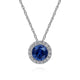 Gabriel & Co. NK2824W45SA 14K White Gold Sapphire and Diamond Halo Pendant Necklace