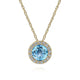 Gabriel & Co. NK2824Y45BT 14K Yellow Gold Round Swiss Blue Topaz and Diamond Halo Pendant Necklace