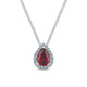 Gabriel & Co. NK3603W45RA 18 inch 14K White Gold Pear Shaped Ruby and Diamond Halo Pendant Necklace