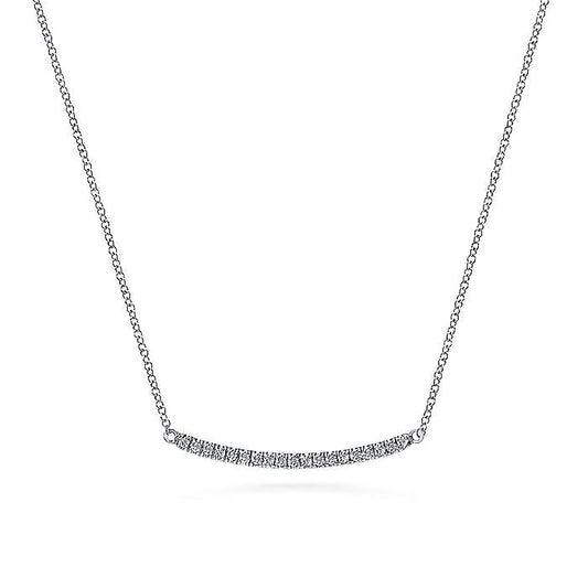 Gabriel & Co. NK4273W45JJ 18 inch 14K White Gold Diamond Pavé Curved Bar Necklace