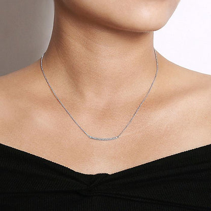 Gabriel & Co. NK4273W45JJ 18 inch 14K White Gold Diamond Pavé Curved Bar Necklace