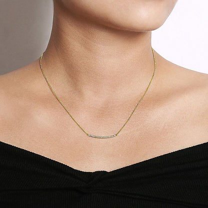 Gabriel & Co. NK4273Y45JJ 18 inch 14K Yellow Gold Diamond Pavé Curved Bar Necklace