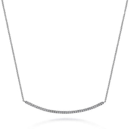 Gabriel & Co. NK4274W45JJ 18 inch 14K White Gold Diamond Pavé Curved Bar Necklace