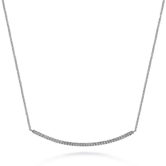 Gabriel & Co. NK4274W45JJ 18 inch 14K White Gold Diamond Pavé Curved Bar Necklace