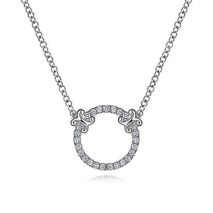 Gabriel & Co. NK4606W45JJ 14K White Gold Open Diamond Circle Pendant Necklace