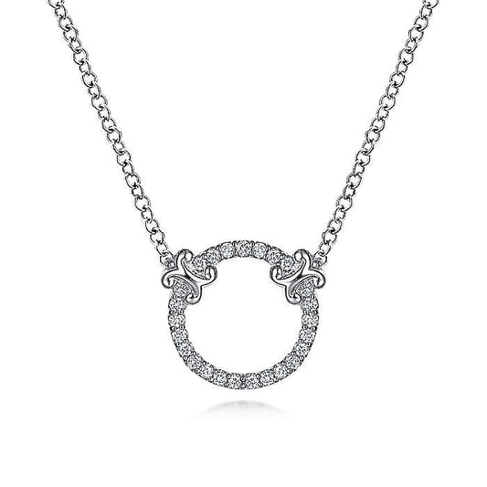 Gabriel & Co. NK4606W45JJ 14K White Gold Open Diamond Circle Pendant Necklace