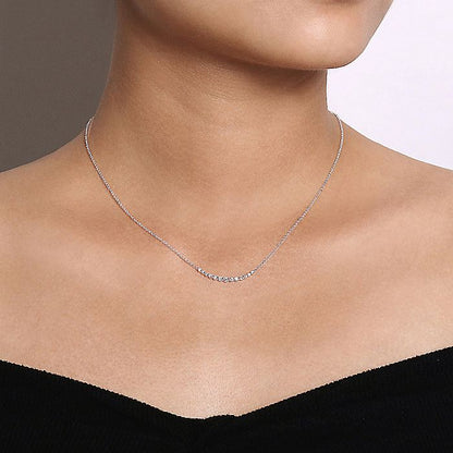 Gabriel & Co. NK4942W45JJ 14K White Gold Diamond Curved Bar Necklace