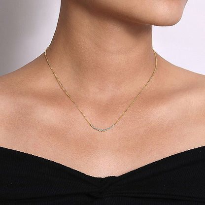 Gabriel & Co. NK4942Y45JJ 14K Yellow Gold Diamond Curved Bar Necklace