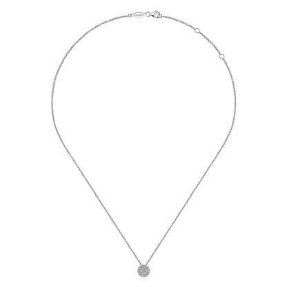 14K White Gold Prong Set Diamond Cluster Pendant Necklace