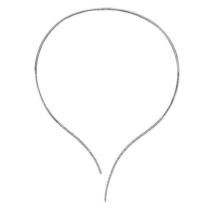 Gabriel & Co. NK5277W45JJ Asymmetrical 14K White Gold Open Diamond Collar Necklace