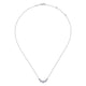 14K White Gold Round Diamond Halo Bar Necklace