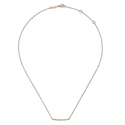 Gabriel & Co. NK5986K45JJ 14K Rose Gold Curved Pavé Diamond Bar Necklace