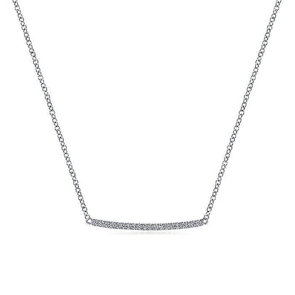 Gabriel & Co. NK5986W45JJ 14K White Gold Curved Pavé Diamond Bar Necklace