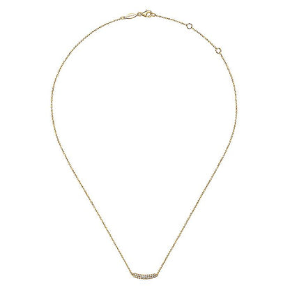 Gabriel & Co. NK5989Y45JJ 14K Yellow Gold Curved Pavé Diamond Bar Necklace