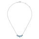 Gabriel & Co. NK6079W45BT Graduating 14K White Gold Pear Shaped Blue Topaz and Diamond Halo Necklace