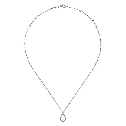 Gabriel & Co. NK6134W45JJ 14K White Gold Teardrop Diamond Pendant Necklace