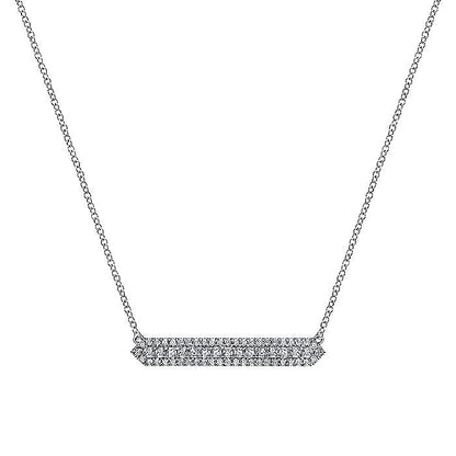 Gabriel & Co. NK6197W45JJ 14K White Gold Diamond Pavé Bar Necklace