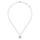 Gabriel & Co. NK6213W44JJ 14K White Gold Round Diamond Pendant Necklace with Baguette and Round Hexagonal Halo