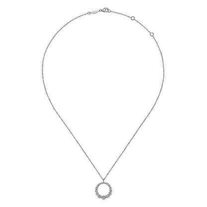 Gabriel & Co. NK6214W45JJ 14K White Gold Diamond Circle Pendant Necklace