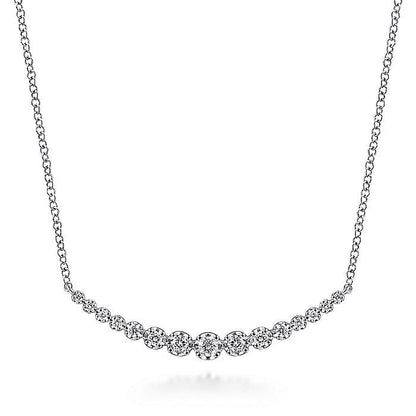Gabriel & Co. NK6215W45JJ 14K White Gold Buttercup Set Diamond Curved Bar Necklace