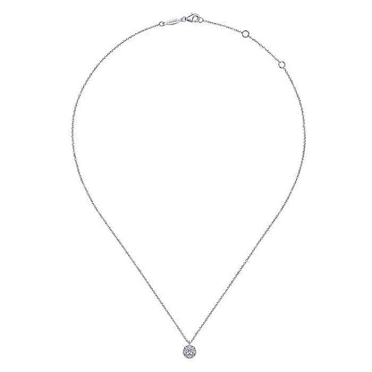 Gabriel & Co. NK6230W45JJ 14K White Gold Round Diamond Cluster Pendant Necklace