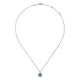 Gabriel & Co. NK6341W45BT 18 inch 14K White Gold Round Blue Topaz and Diamond Halo Pendant Necklace