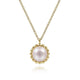 Gabriel & Co. NK6412Y4JPL 14K Yellow Gold Round Pearl Pendant Necklace with Bujukan Beaded Frame