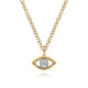 14K Yellow-White Gold Diamond Evil Eye Pendant Necklace